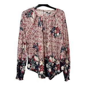 Lucky Brand Floral Boho Top with Cutouts Size XL